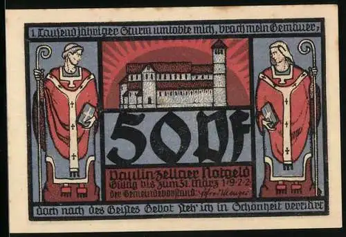 Notgeld Paulinzella 1922, 50 Pfennig, Blick auf die Klosterruine
