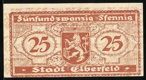 Notgeld Elberfeld 1919, 25 Pfennig, Stadtwappen