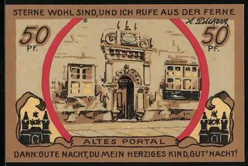 Notgeld Eilenburg 1921, 50 Pfennig, Altes Portal, Franz Abt