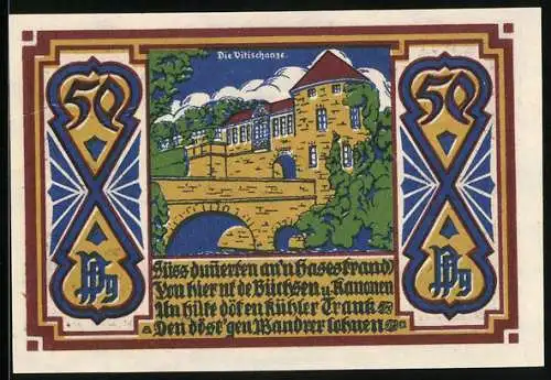 Notgeld Osnabrück 1921, 50 Pfennig, Wappen, Ornamente, Vitischanze