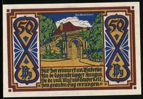 Notgeld Osnabrück 1921, 50 Pfennig, Wappen, Ornamente, Waterlootor