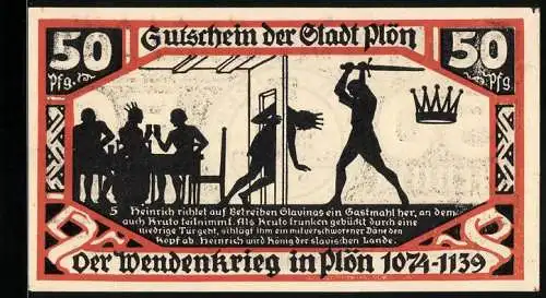 Notgeld Plön 1921, 50 Pfennig, Wappen, Wendenkrieg: Tötung Krutos