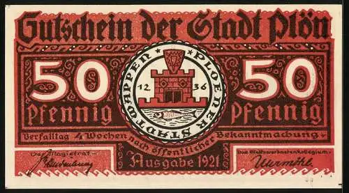 Notgeld Plön 1921, 50 Pfennig, Wappen, Wendenkrieg: Tötung Krutos