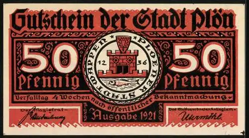 Notgeld Plön 1921, 50 Pfennig, Wappen, Wendenkrieg: Slavinia und Heinrich