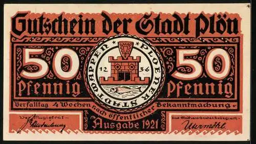 Notgeld Plön 1921, 50 Pfennig, Wappen, Wendenkrieg: Einzug Buthues