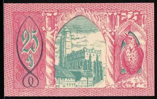Notgeld Patschkau 1921, 25 Pfennig, Tüme, Wappen, Kath. Pfarrkirche
