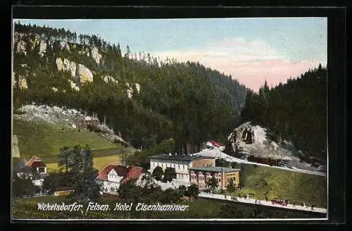 AK Adersbach, Wekelsdorfer Felsen, Hotel Eisenhammer