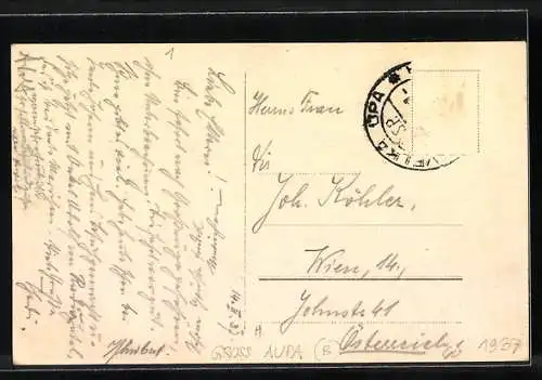 AK Gross Aupa, Ortsansicht aus der Vogelschau