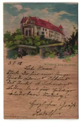 Holz-AK Nürnberg, Burg von Westen