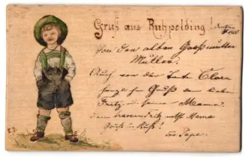 Holz-AK Ruhpolding, Knabe in Lederhosen