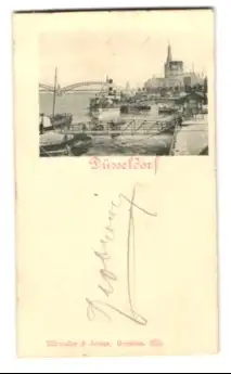 Mini-AK Düsseldorf, Rheindampfer am Anleger