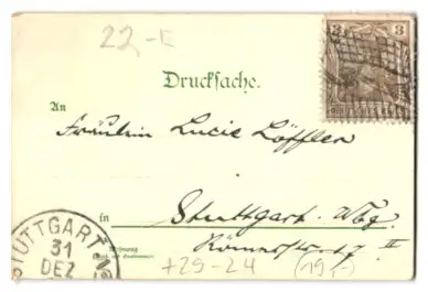 Mini-Lithographie Berlin, Alexander-Platz mit Berolina