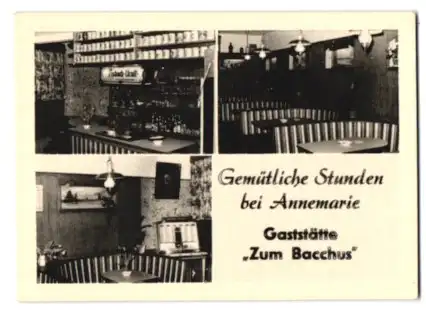 Mini-AK Hamburg-St. Pauli, Gasthaus Zum Bacchus, Innenansichten, Talstrasse 7, Inh. Annemarie Zettel