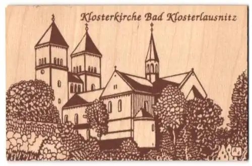 Holz-AK Bad Klosterlausnitz, Ansicht der Klosterkirche