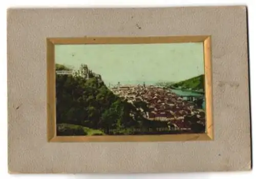 AK Heidelberg / Neckar, Ortsansicht von der Terrasse aus, im Passepartout