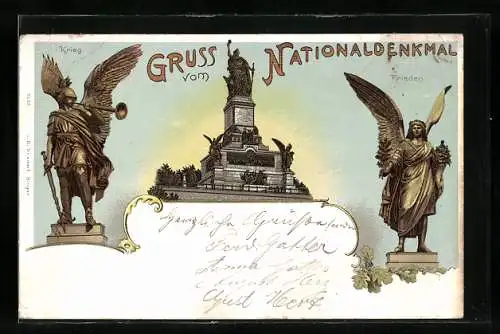 Lithographie Niederwald, Nationaldenkmal