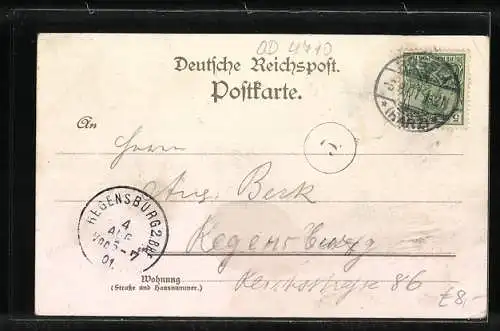 Lithographie Kyffhäuser / Kaiser Wilhelm Denkmal, Denkmal-Restaurant