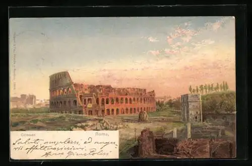 Künstler-AK Roma, Colosseo, Blick zum Colloseum