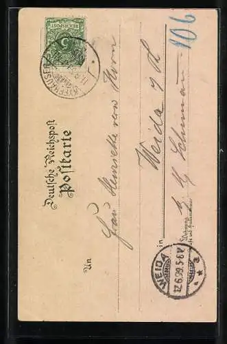 Lithographie Kyffhäuser, Kaiser-Wilhelm-Denkmal