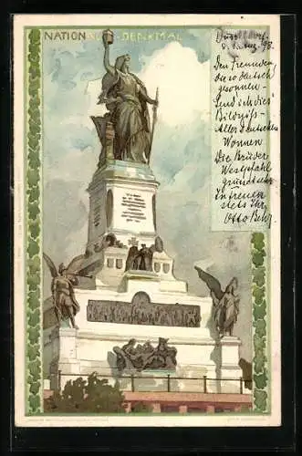 Künstler-AK Franz Hein: National-Denkmal in gerahmter Ansicht