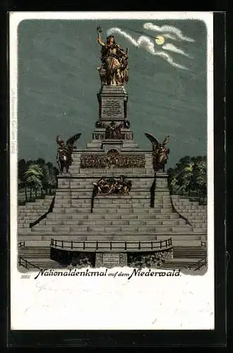 Lithographie Nationaldenkmal auf dem Niederwald