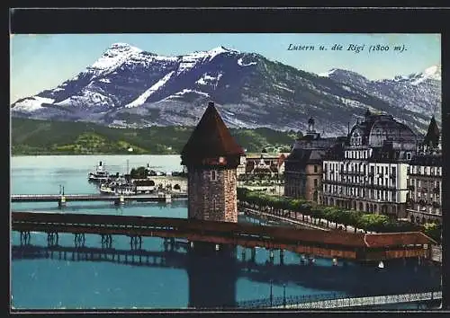 AK Luzern, Stadtansicht mit Rigi