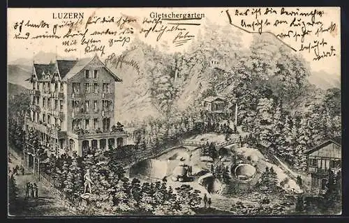 AK Luzern, Blick in den Gletschergarten