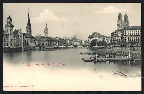 AK Zürich, Stadtansicht von der Quaibrücke