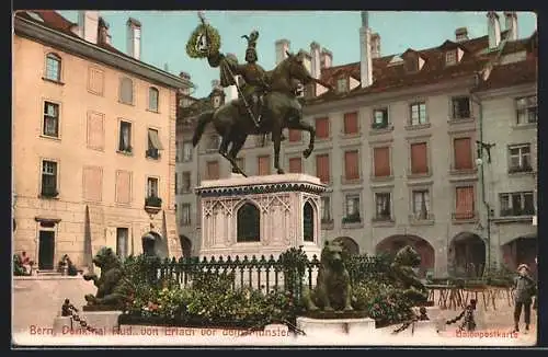 AK Bern, Denkmal Rud. von Erlach vor dem Münster