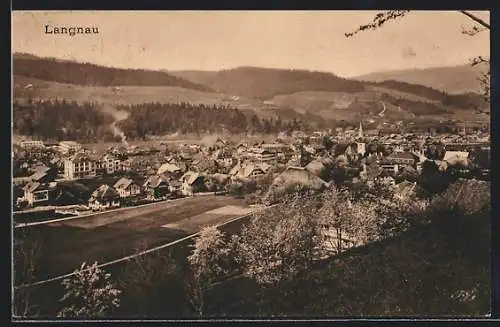 AK Langnau, Ortsansicht aus der Vogelschau