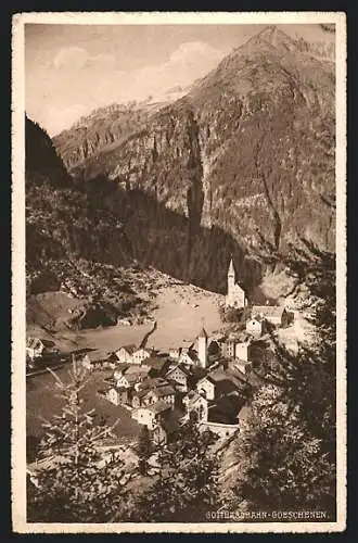 AK Goeschenen /Gotthardbahn, Teilansicht mit Kirche