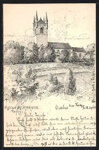 Künstler-AK Vevey, Eglise St. Martin