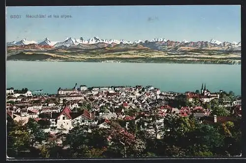 AK Neuchâtel, Panorama et les alpes