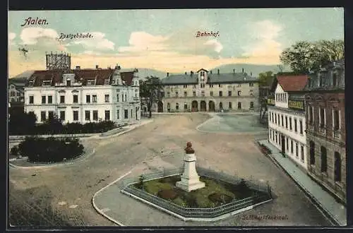 AK Aalen, Postgebäude und Bahnhof