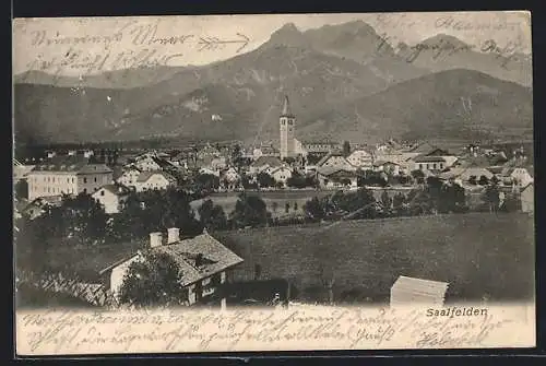 AK Saalfelden /Salzburg, Ortsansicht mit Kirche