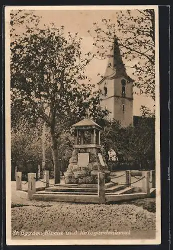 AK St. Egyden, Kirche und Kriegerdenkmal