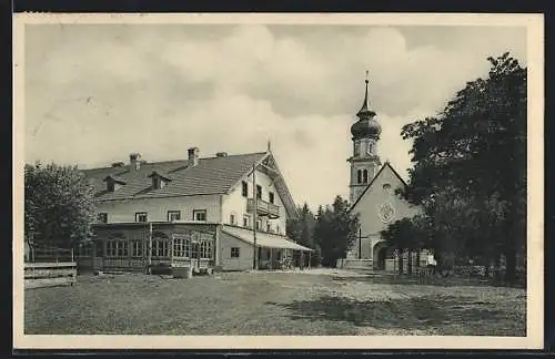 AK Judenstein bei Rinn, Strassenpartie mit Kirche