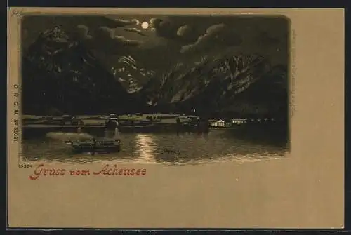 Mondschein-Lithographie Pertisau /Achensee, Panorama