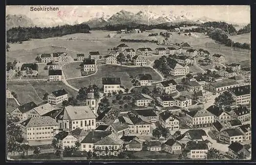 Künstler-AK Seekirchen am Wallersee, Teilansicht mit Kirche
