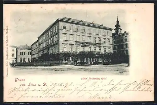 AK Linz a. D., Hotel Erzherzog Karl