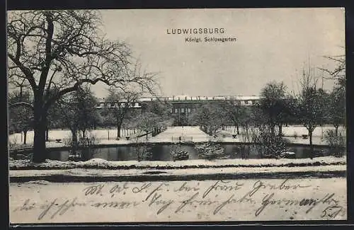 AK Ludwigsburg / Württemberg, Königl. Schlossgarten im Winter