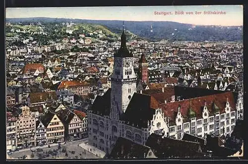 AK Stuttgart, Blick von der Stiftskirche