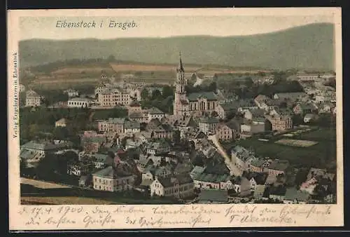 AK Eibenstock i. Erzgeb., Ortsansicht aus der Vogelschau