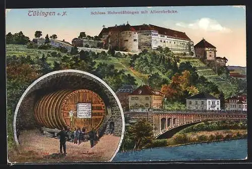 AK Tübingen, Schloss Hohentübingen mit Aleenbrücke