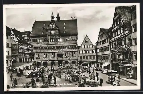 AK Tübingen, Marktplatz mit Rathaus