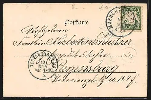 AK München-Schwabing, Kleinhesseloher See mit Ruderboot