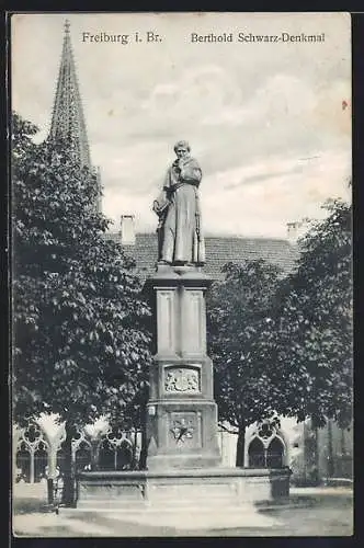 AK Freiburg i. Br., Berthold Schwarz-Denkmal