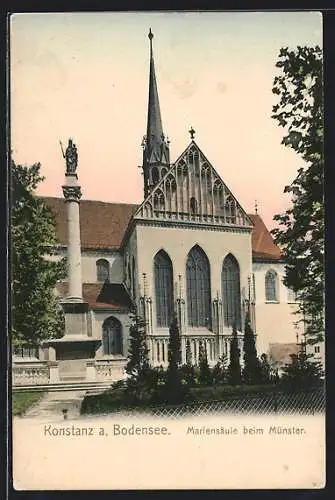 AK Konstanz a. Bodensee, Mariensäule beim Münster