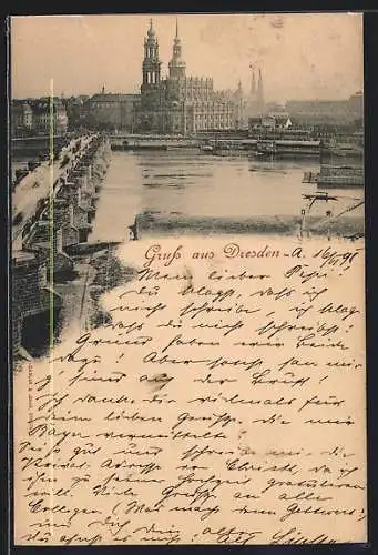 AK Dresden, Blick über die Elbe auf die Stadt