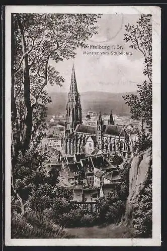 AK Freiburg i. Br., Münster vom Schlossberg